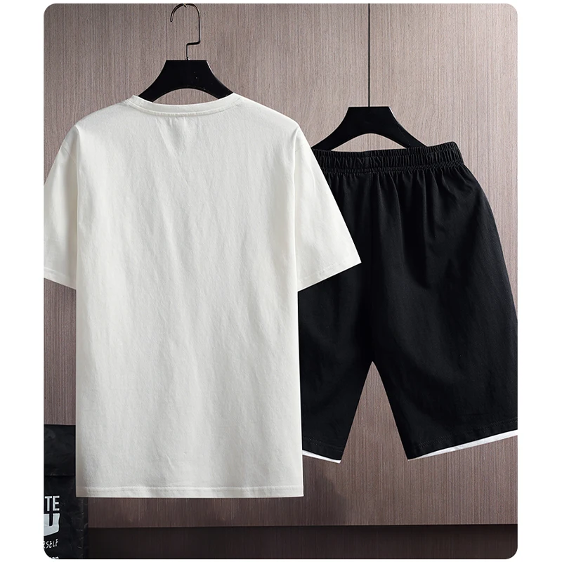 Мужской спортивный костюм футболка с коротким рукавом и шорты чернильным
