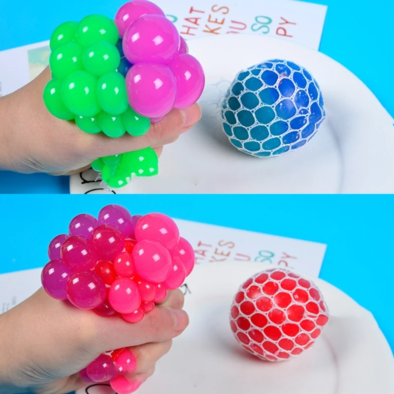 

Colorful Stress Grape Ball Kneading Decompression Soft Foam Squeeze Balls Toys