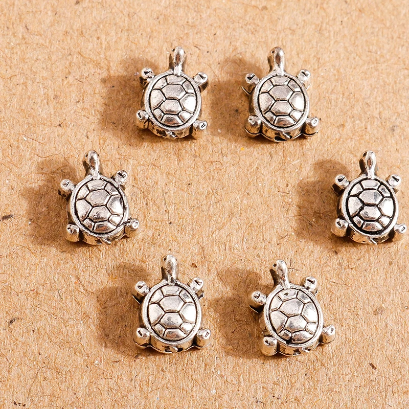 

40pcs 6*8mm Antique Silver Color Cute Turtle Charms Beads for Jewelry Making Loose Spacer Beads for DIY Bracelets Craft Gift