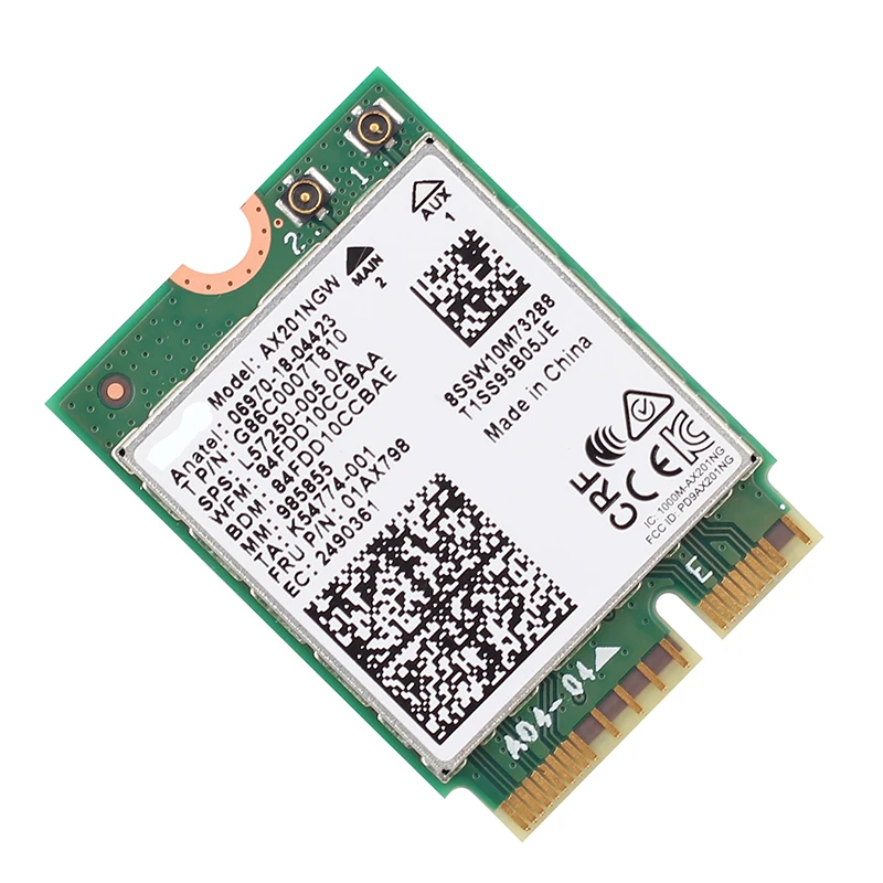 Беспроводной сетевой адаптер Wi Fi WLAN 2400 Мбит/с для AX201 AX201NGW NGFF M.2 Key E CNVIo2 с BT5.0