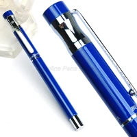 hero metal blue fountain pen fine nib silver trim 360 degree inking pensoffice school writing gift pen accessory