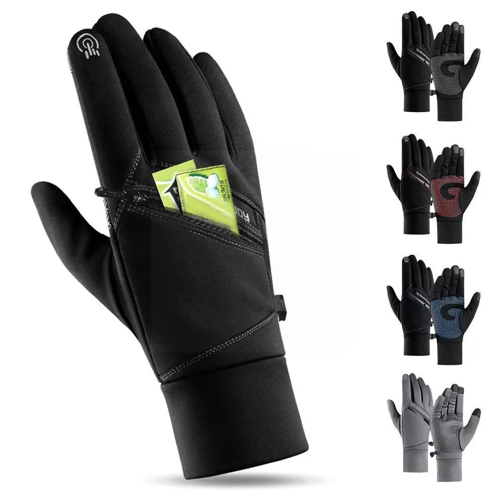 

Зимние велосипедные перчатки сохраняют тепло, противоскользящие, для сенсорного экрана, для езды на лыжах, водонепроницаемые, закрытые пер...