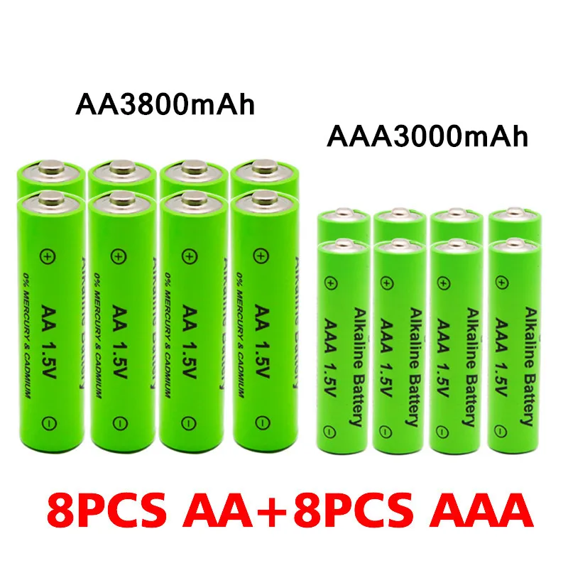 

AA + AAA Rechargeable AA 1.5V 3800mAh / 1.5V AAA 3000mah Alkaline Battery Flashlight Toys Watch MP3 Player Replace Ni-Mh Battery