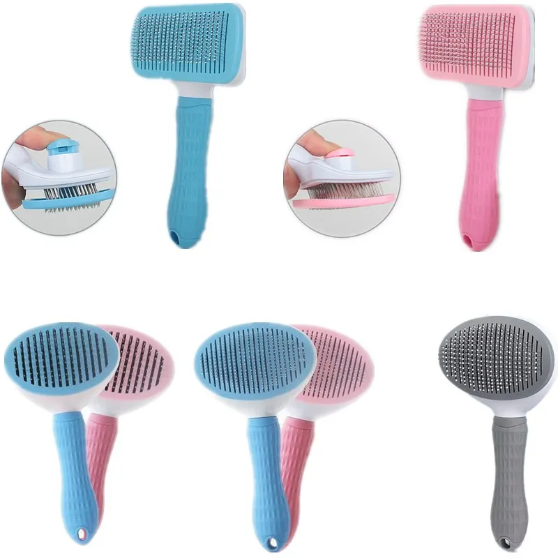 

Dog Comb Pet Hair Removal Comb Cat Dog One-click Fading Knotting Brush Grooming Self-cleaning Needle Comb Massages Particle