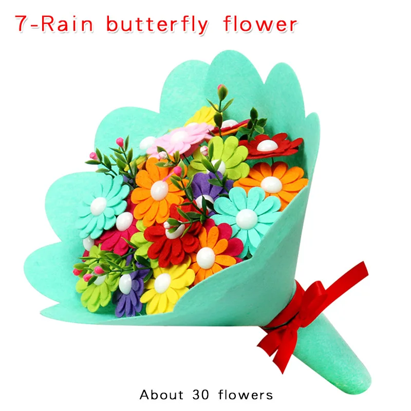 7-Rain butterfly Детский Набор для творчества ручная работа художественный букет из искусственных цветов Свадебные цветы для домашнего декора игрушка-головоломка ученик отправка на День учителя подарок матери - Цвет: 7-Rain butterfly