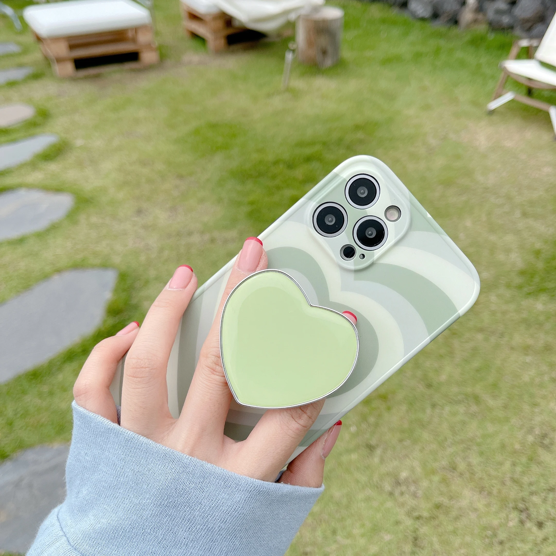 

12 Pro Case Cute Matcha Hearts Extension Holder Stand Silicone Cases Cover for iPhone 11 Pro Max XR X XS SE 2020 7 Plus 8 Coque