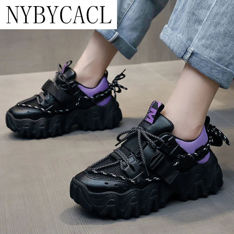 2022 New Spring Fashion Round Head Shoes Lace-up Vulcanized Shoes Baotou Low Cut Comfortable Women's Casual Sports Daddy Shoes