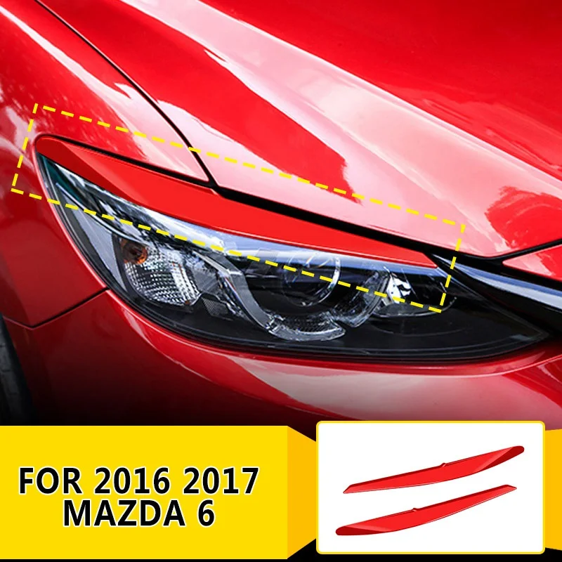 Pcmos 2 шт. ABS яркие черные фары брови веки отделка для 2016 2017 Mazda 6 хром Стайлинг