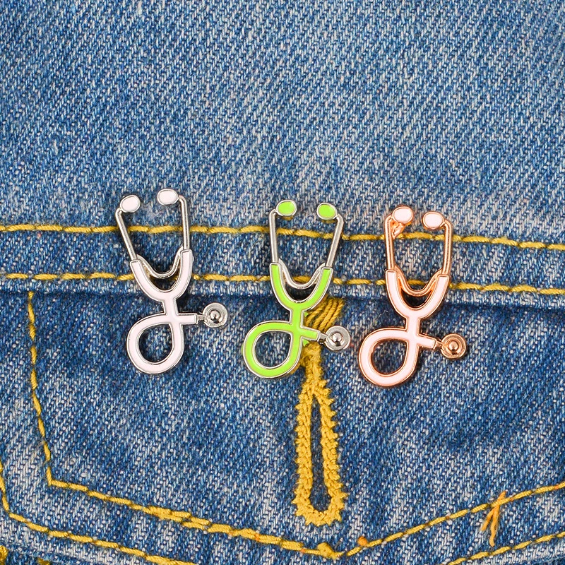

Doctor Nurse Stethoscope Pins for Women Fashion Colorful Brooches Jewelry Men Jackets Lapel Shirt Badges Girl Dress Accessories