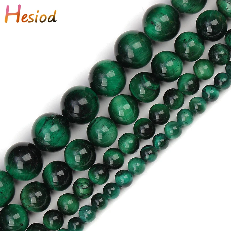 

Hesiod Natural Stone Quality Green Tiger Eye Agates Round Loose Beads 15" Strand 4/6/8/10MM Pick Size For Jewelry Making