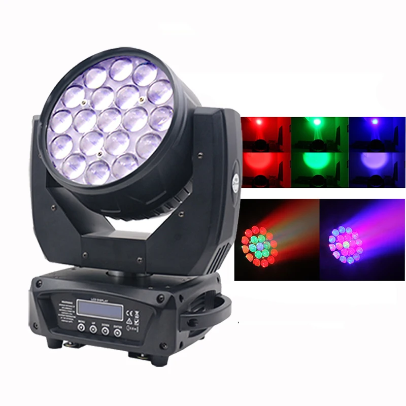 Высококачественный светодиодный прожектор с движущейся головкой 19*15 Вт RGBW 4 в 1