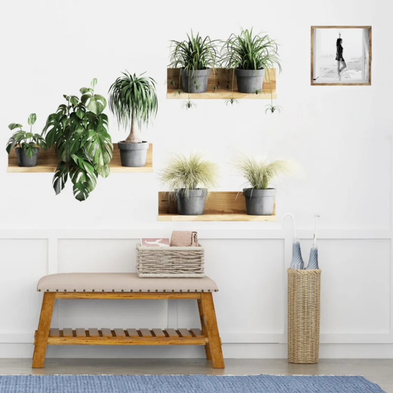 2 шт. ПВХ зеленый лист настенные Стикеры номер Декор для растений на стену