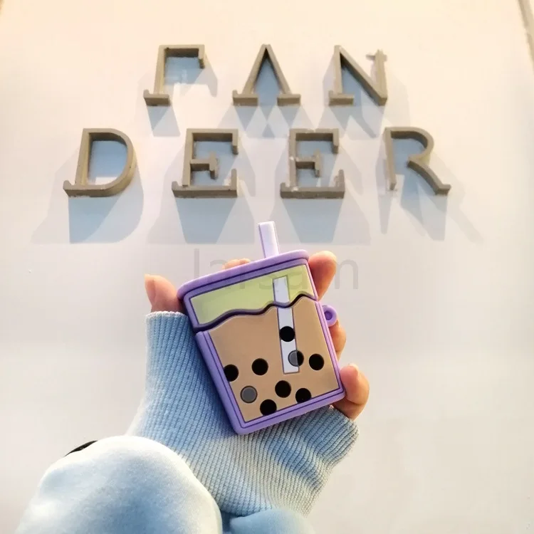Milk tea Чехол s для Apple AirPods 2, мягкий мультяшный беспроводной чехол для наушников Air Pods, чехол для зарядки Airpods, силиконовый чехол - Цвет: Milk tea
