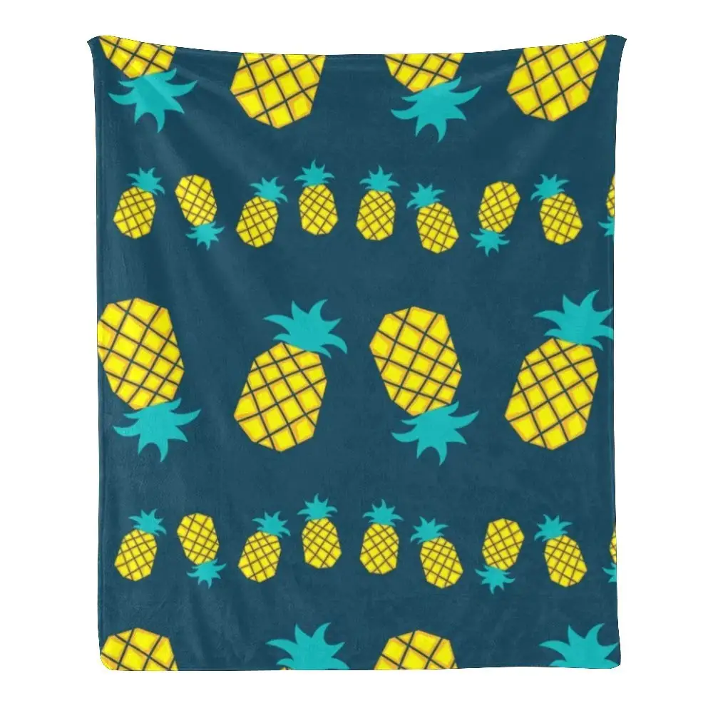 

Custom Blanket Fleece Super Soft Throw Blanket for Couch Sofa Bed Gift Tropical Pineapples (50inchX60inch)