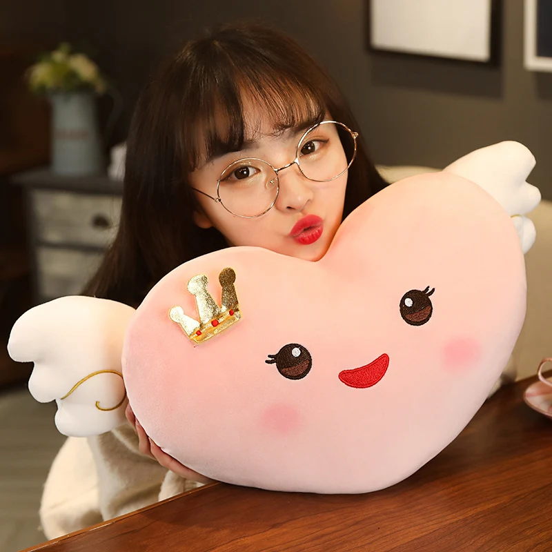 Милая супер мягкая плюшевая подушка с улыбающимся сердцем и короной хорошее