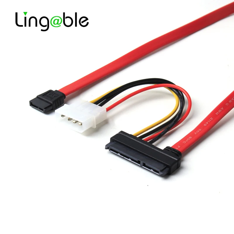 

Lingable SATA Hard driver Cable SATA 22pin 7+15pin to SATA 7Pin + Molex 4Pin Cable for HDD SSD Hard disk Computer cables 50CM