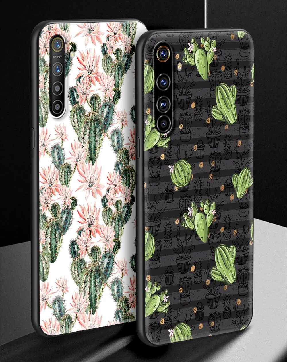 cute green cactus shockproof case for realme c3 8 pro bag fundas silicon soft black cover for realme 6 7 pro c21 shell coque tpu free global shipping