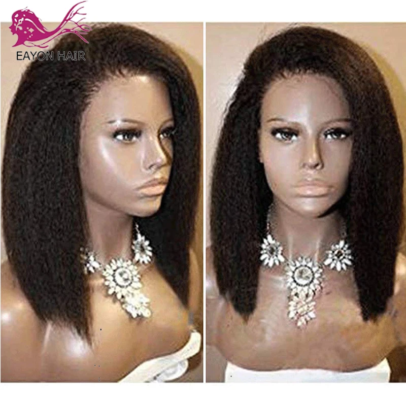 Eayon Kinky Straight Lace Front Human Hair Wigs For Women Brazilian Italian Yaki Straight Lace Front Wigs With Baby Hair Remy