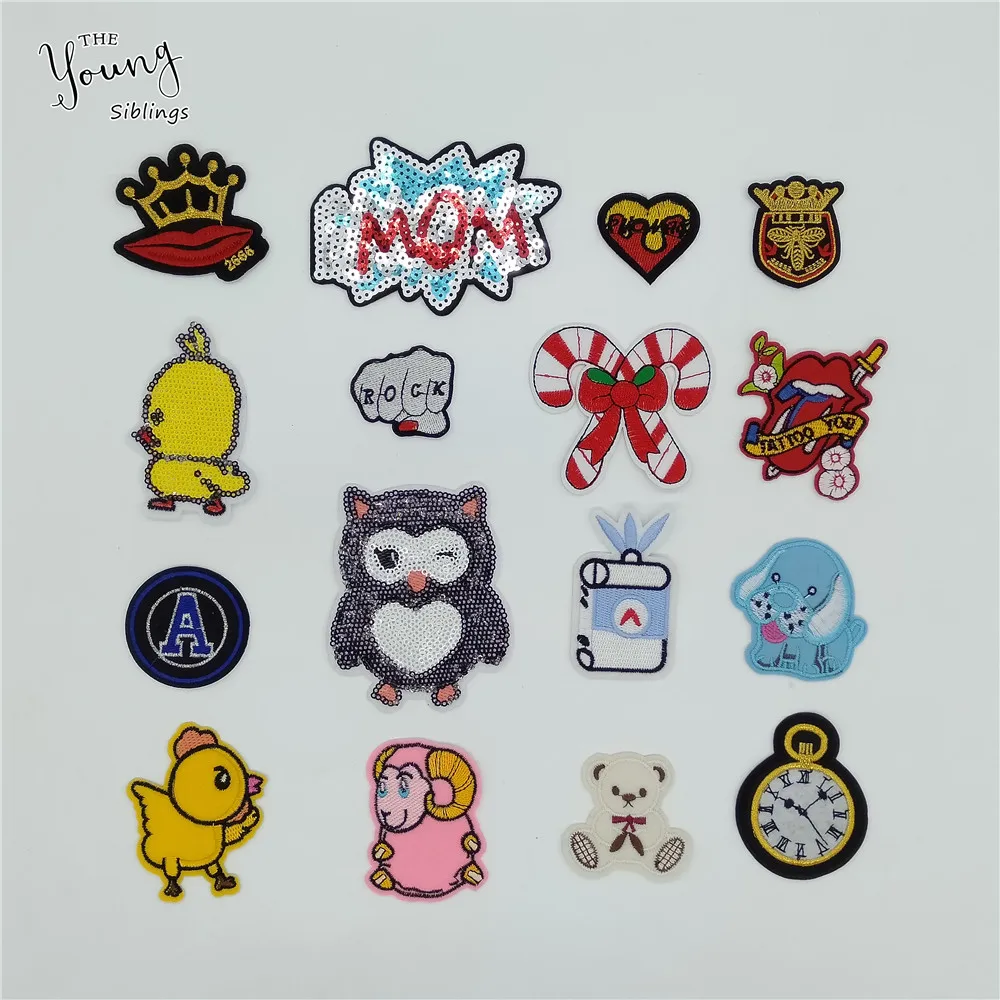 Изысканный патч с надписью совы Мультяшные блестки Детские термопатчи сделай