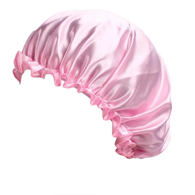 

Women Silk Satin Night Sleep Cap Shower Caps Hair Care Beauty Bonnet Hat Head Cover Elastic Band