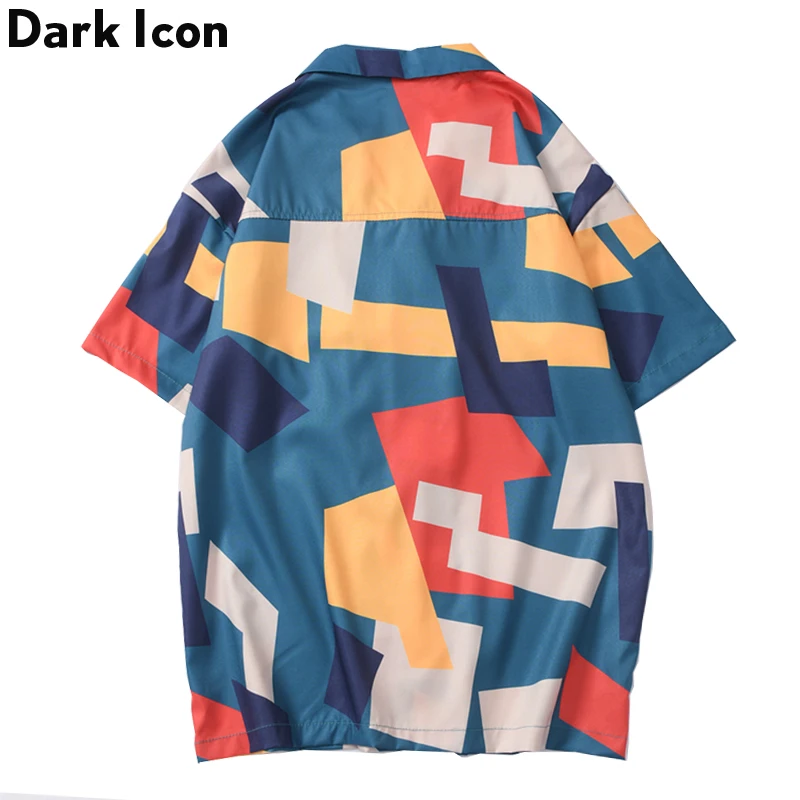 Мужская Уличная рубашка Dark Icon в стиле хип хоп с геометрическим принтом блузка