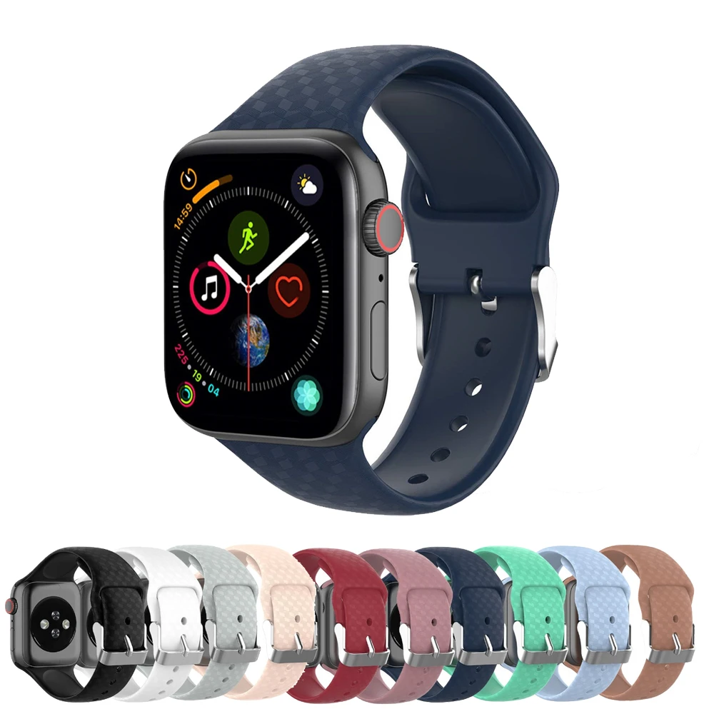 

Ремешок силиконовый для Apple watch band 44 мм 40 мм, 3d-текстура, силиконовый браслет для iwatch SE 6 5 4 3 2 38 мм 42 мм, аксессуары для Apple watch 5