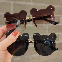 hkna animal little bear children sunglasses baby colorful gradient colors cute sunglasses for boys and girls rimless glasses