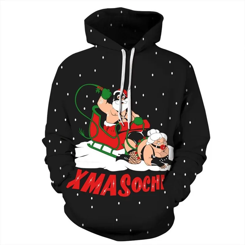 Размера плюс 3D печать рождественские женские мужские толстовки для влюбленных INS