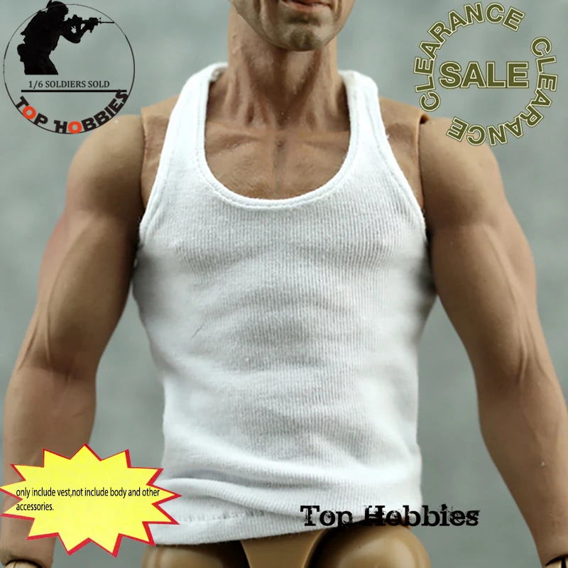 

1/6 Scale Action Figure Accessory Slim Toy Underwear Male Vest Model Slim Mens White Vest T-shirt Tops Shirt Sleeveless Clothes
