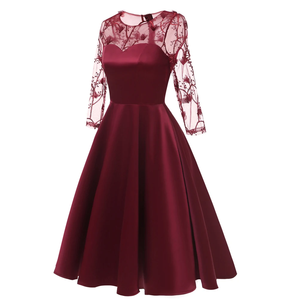 Женское атласное кружевное платье бордовое розовое винно красное миди с