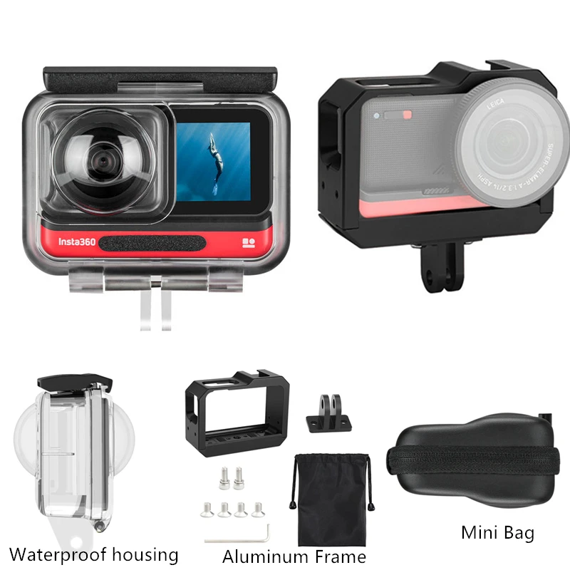 TELESIN 45M Underwater Housing Case Waterproof Protector Cover for Insta360 ONE R 360 Edition Camera Storage Accessories | Электроника