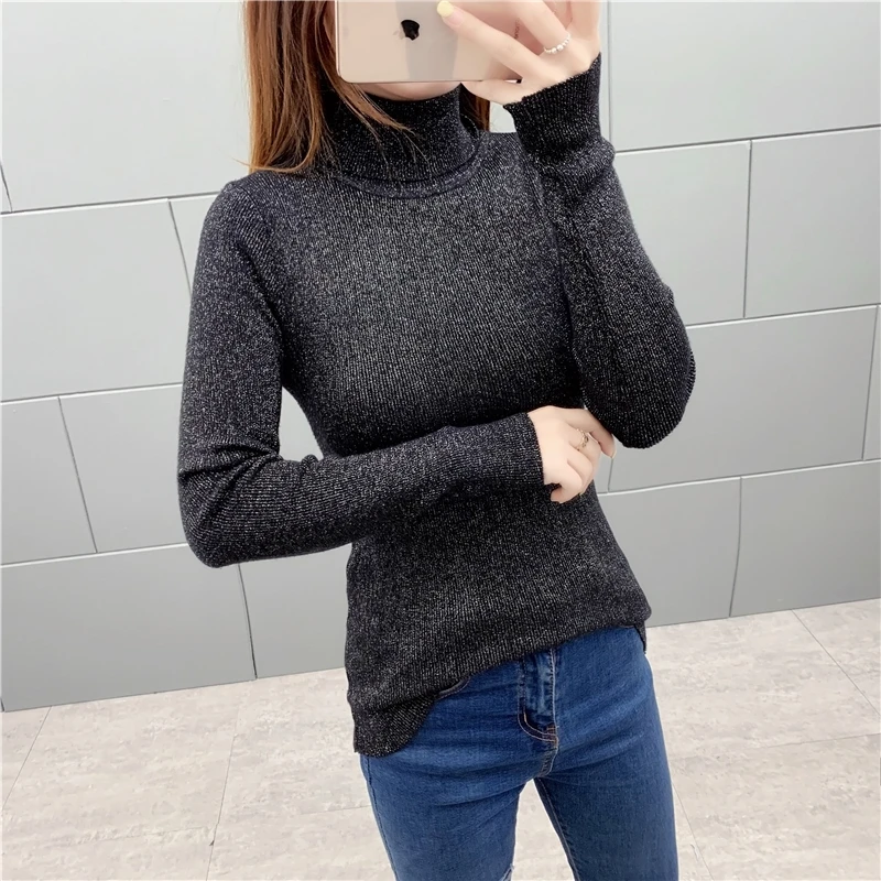 2019 Autumn Winter Women Knitted Turtleneck Soft Polo-neck Sweater Casual Jumper Elasticity Pullovers Fashion Slim Femme | Женская