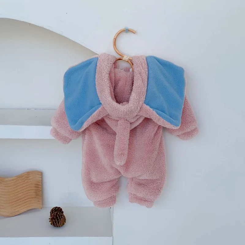 

2021 Winter New Baby Girls Boys Jumpsuit Thick Infant Kid Flannel Rompers Plush Overalls Toddler Coat Hooded Costume Pajamas
