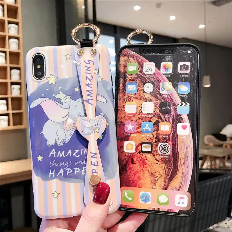 Мультяшный чехол для телефона Dumbo для iPhone 11 Pro Max XR XS Max X милый силиконовый ремешок для пары чехол для iPhone 7 8 6 6S Plus Coque