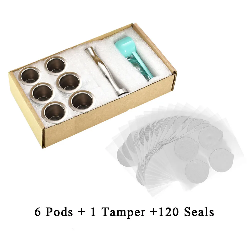 6 Capsules 1 Tamper Nespresso кофейные капсулы из нержавеющей стали многоразовые капсулы Nesspreso многоразовые кофейные фильтры Чашки Новые DIY Кофеварка инструменты подарок - Цвет: 6 Capsules 1 Tamper