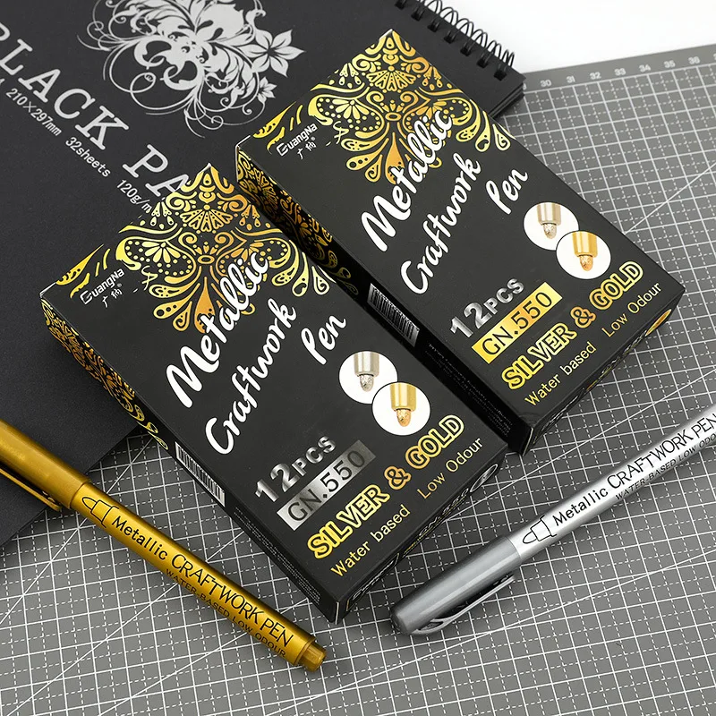 

Highgloss Gold And Silver Paint Penoily And Waterproof Quickdrying Marker Pen Colorless Multi-purpose Art Suppliespaint