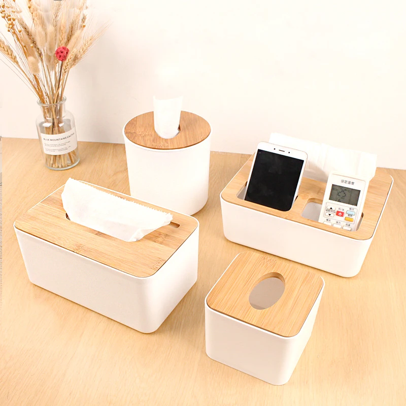 Bamboo Tissue Boxes Napkin Holder Wooden Cover Paper Handkerchiefs Car Home Dining Table Kitchen Storage Organization Items | Дом и сад
