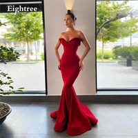 eightree sexy wine red mermaid evening dresses sweetheart sleeveless pleated party long prom celebrity dresses