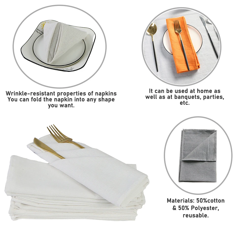 30x45CM Cloth Napkins with Hemmed Edges Wholesale Prices Soft Polyester Blend Fabric Table Mat for Kitchen Dining Wedding | Дом и сад