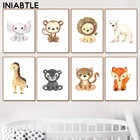 Акварель, детское животное, холст, искусство на стену, слон, жираф, Лев, картина, скандинавский рисунок, детская спальня, декоративная картина