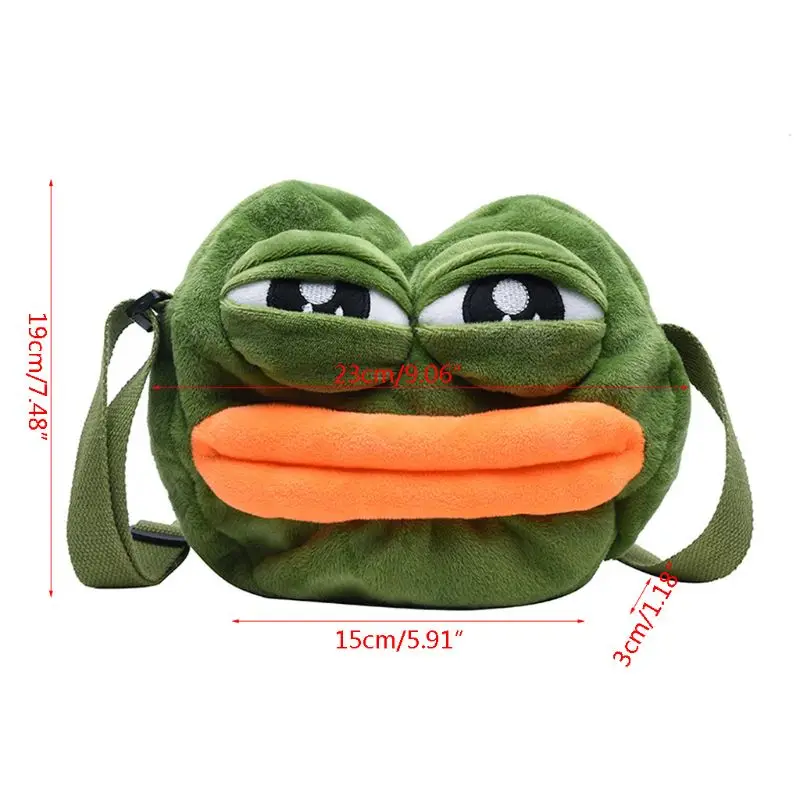 Женская наплечная сумка 3D Sad Frog зеленая забавная мессенджер для косплея с милыми