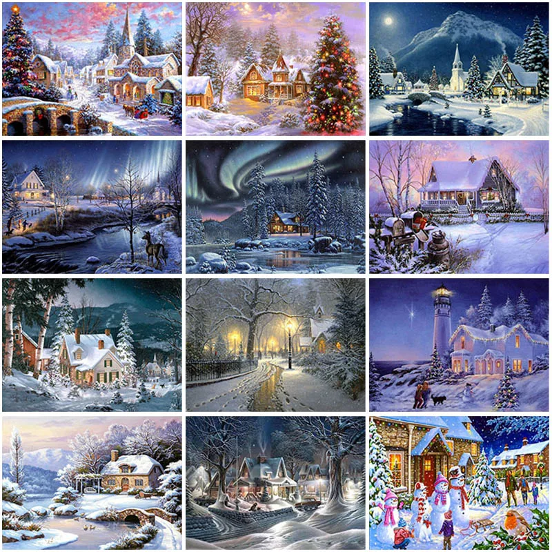 

DIY Winter Snow Scenery 5D Diamond Painting Full Square Drill Rhinestone Diamond Embroidery Cross Stitch Kit Home Decor Art Gift