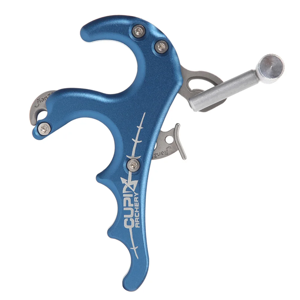 

Lightweight 4-Finger Archery Release Aids Thumb Trigger Grip Adjustable Aiming Targeting Compound Bow Accessory