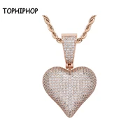 tophiphop pave cz love pendant rope chain necklace copper material hip hop mens fashion jewelry exquisite boxed