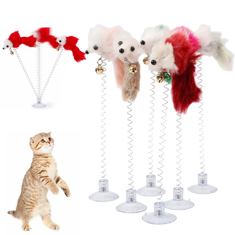 

Fashion Random Colour Plastic Cat Toys Feather Funny Cat Mice Shape 20 X 10cm False Mouse Pet Products Bottom Sucker Elastic