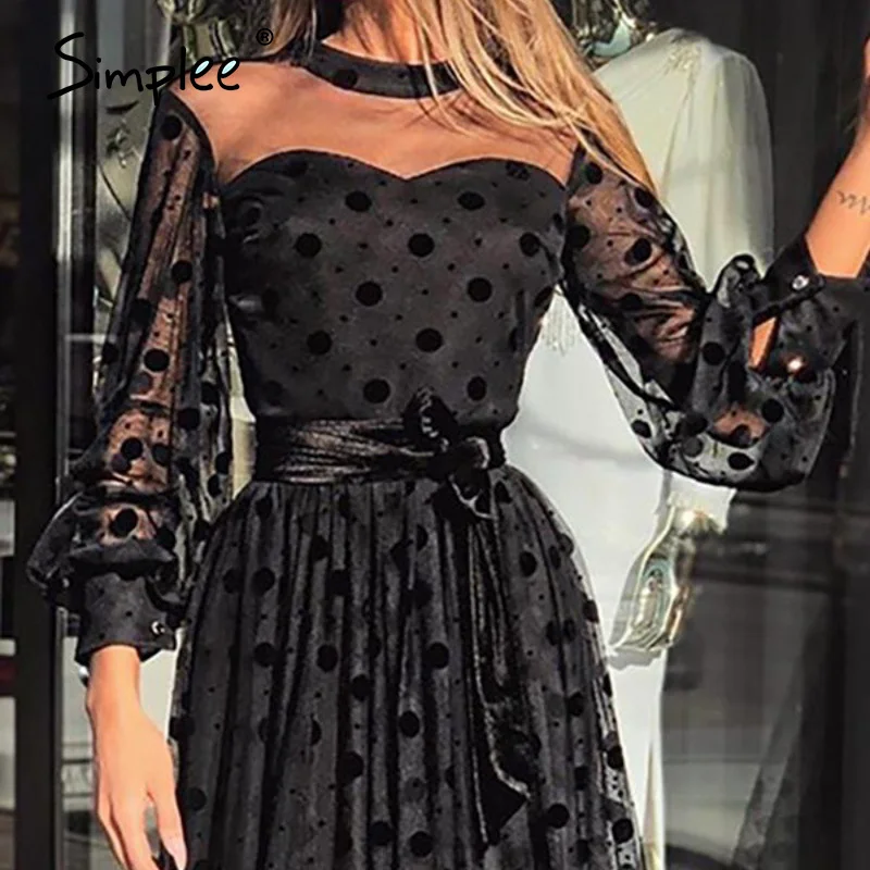 Simplee открытое женское платье уличная одежда в горошек с круглым вырезом и