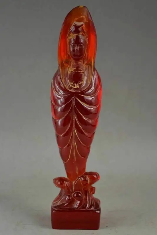 

Chinese rare amber carvings guanyin Goddess of Mercy Tibetan Buddhism Statues