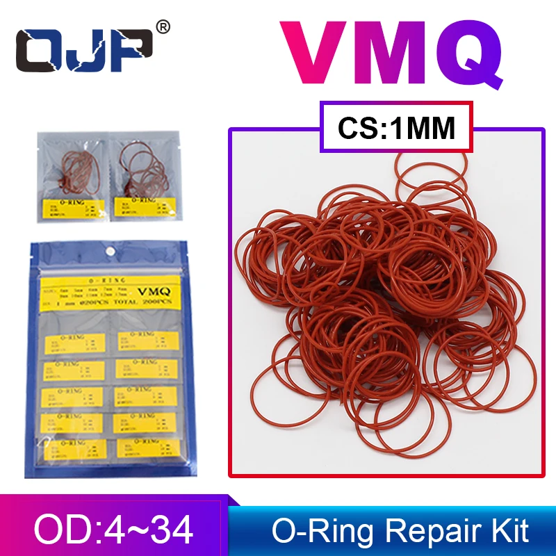 

Red Silicone Rubber Multiple size repair kit combination O-ring Silicone/VMQ thickness CS1mm O ring Seal Ring Gasket Washer