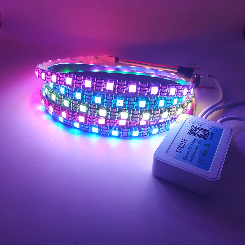 

Bluetooth Music Pixel Controller SP601E Dual Signal Output for Addressable WS2811 WS2812B SK6812 Dream Color LED Strip Light