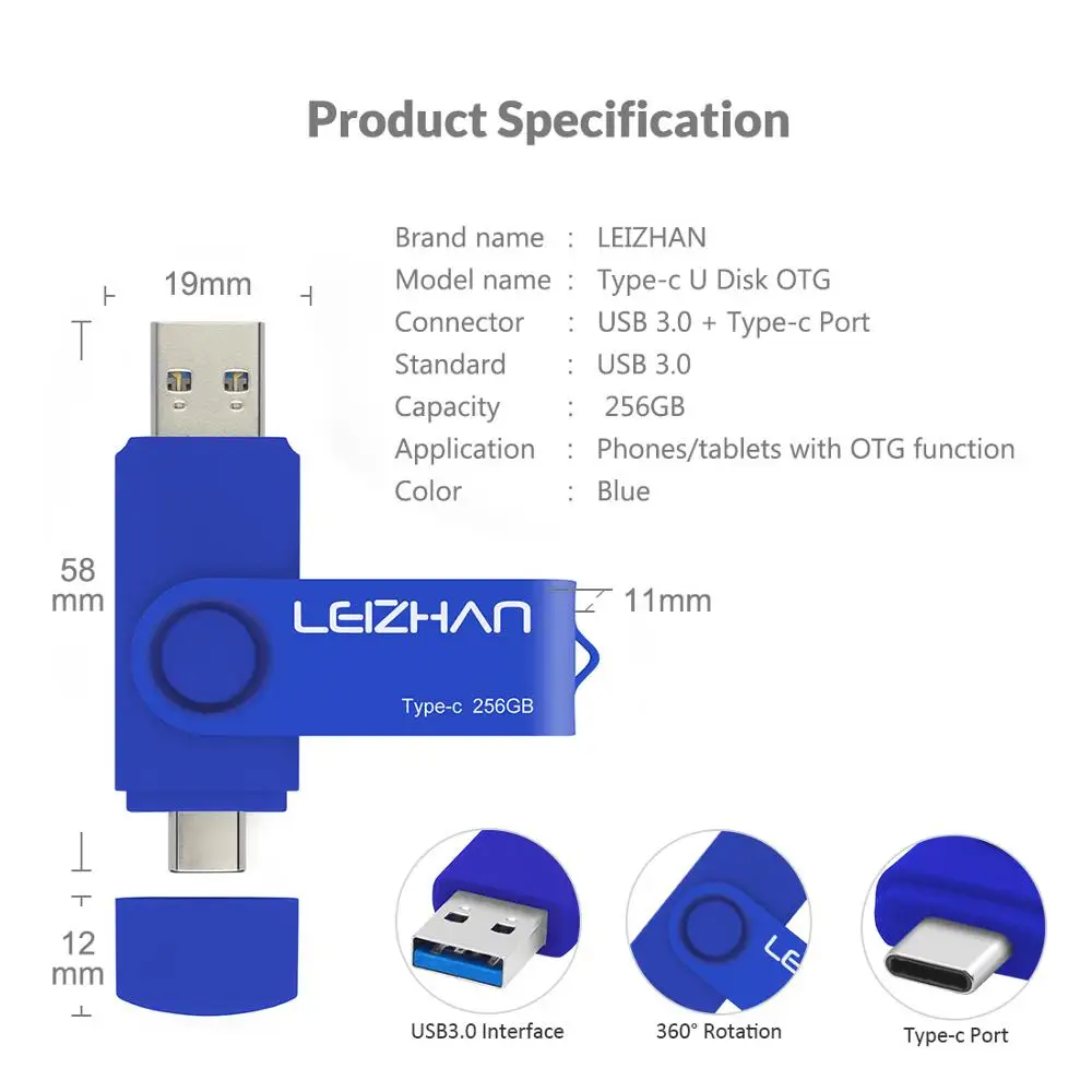 USB флеш накопитель LEIZHAN USBC usb Type C 256/128/64/32/16/3 0 Гб|USB флэш-накопители| |